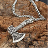 Mens Viking Axe Pendant Necklace Norse Mythology With Wolf Design