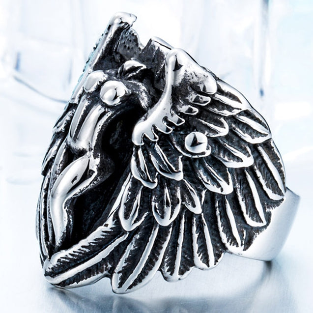 Headless Guardian Angel Ring With Feather Wings