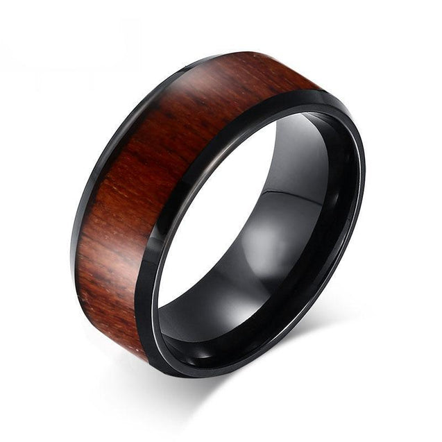 Mens Wood Design Tungsten Carbide Rings