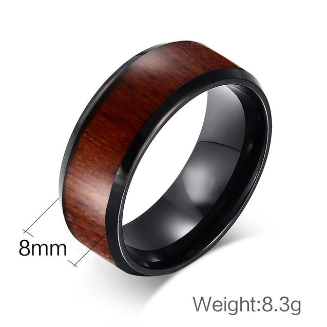 Mens Wood Design Tungsten Carbide Rings