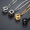 Hollow Square Cube Pendant Necklace For Men