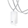 Simple ID Dog Tag Pendant Necklaces for Men with Cubic Zirconia 24" Curb Chain