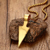 Gold Color Arrowhead Pendant Necklace for Men