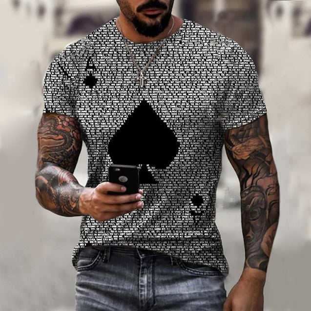 Men Retro Poker Card Print T-Shirt