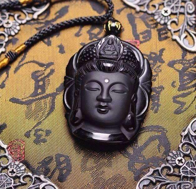Obsidian Buddha Necklace