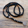 6MM Black Stone & Wood Bead Men's Rosaries Necklace