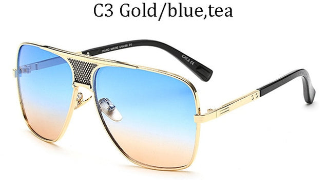 Fashion Metal Gradient Square Frame Men's Sunglasses