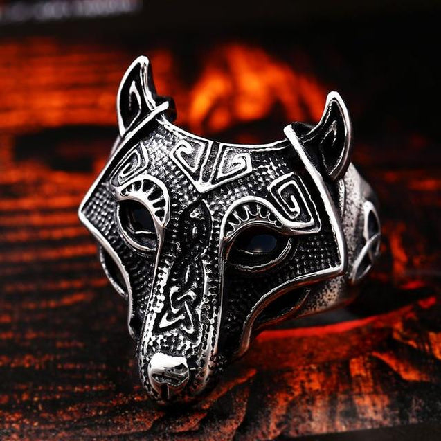 Mens Nordic Viking Wolf Ring