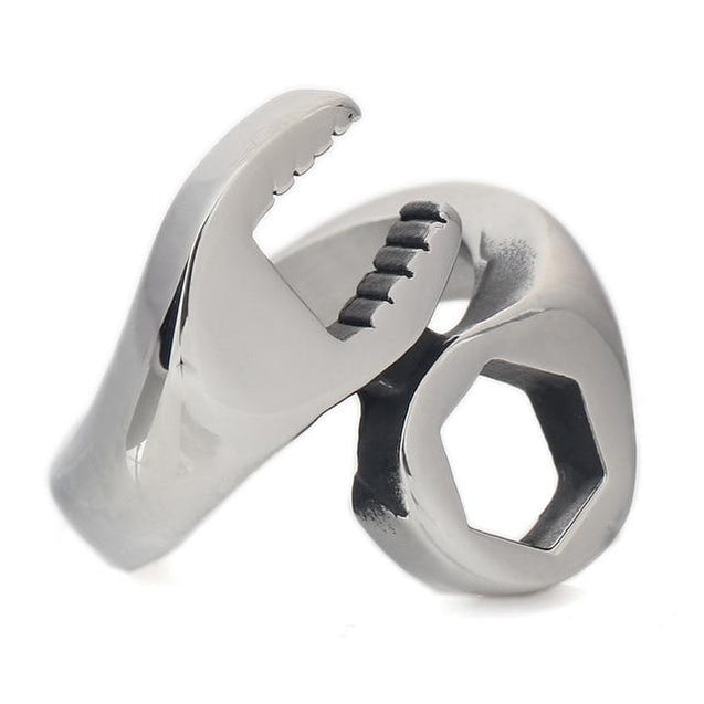 Men's Wrench Ring in Gold, Silver and Black Steel