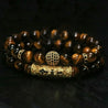 Luxury Natural Tiger Eye Stone Bracelet 2Pcs / Set