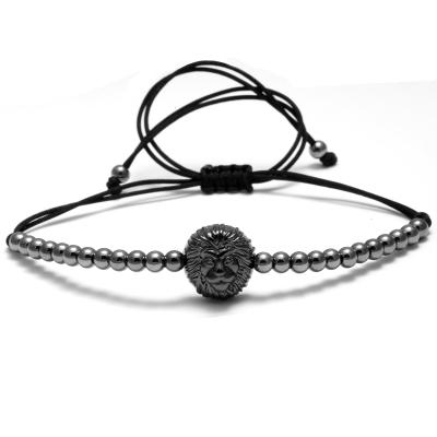 Lion Head Bracelet With Stainless steel Beads