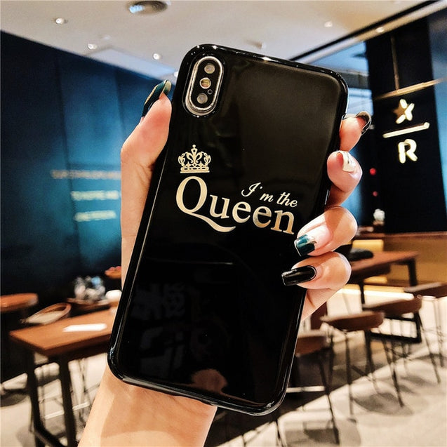 Glossy King And Queen Matching iPhone Cases
