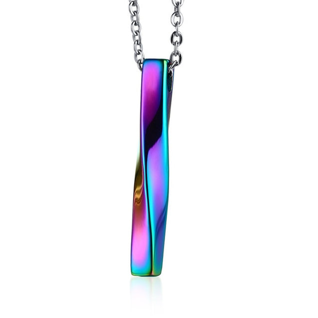 Twisted Rainbow Bar Mens  Pendant Necklace