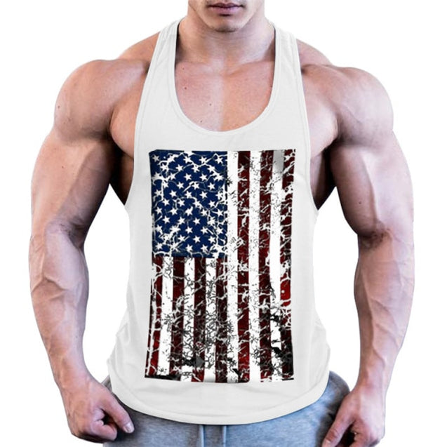 Men's USA Flag Print Tank Tops