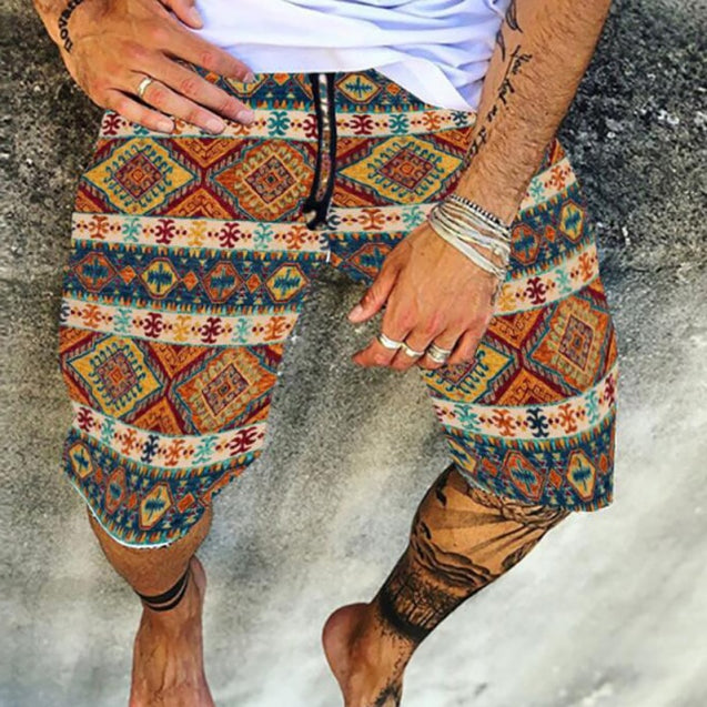 Men's Casual Print Drawstring Shorts