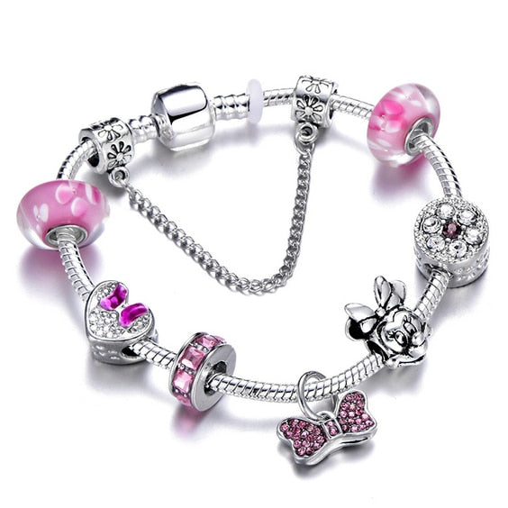 Ladies Crystal Heart Charm Bracelet [19 Variant]