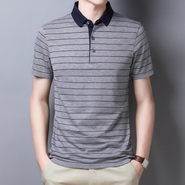 Men's Striped Fashion Polo Shirt