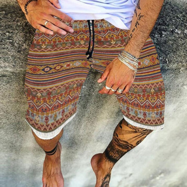 Men's Casual Print Drawstring Shorts