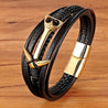 Mens Multi Layer Leather bracelet With Anchor