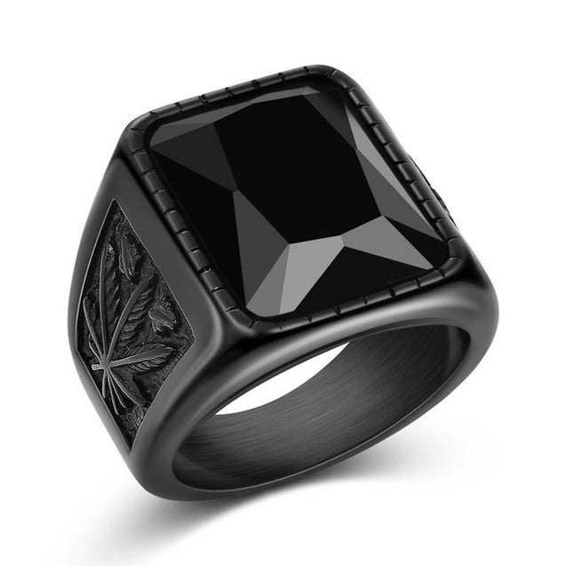 Mens Ring With Black Stone