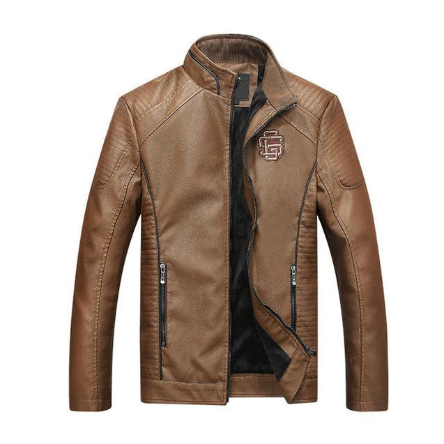 Men's Slim Fit Casual Leather Jacket