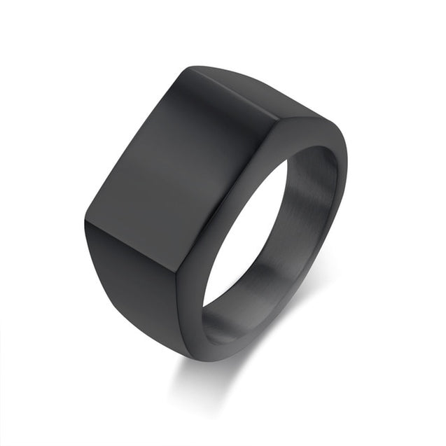 Black Flat Top Ring for Men