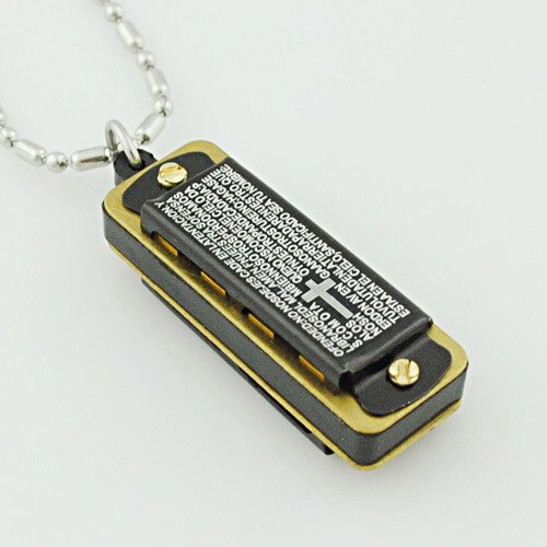 Stainless Steel Bible Harmonica Necklace Pendant