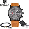 Stylish  Men's Quartz Watch With Brown Leather Band