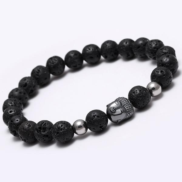 Buddha Bracelets With Round Natural Stone Beads [ 12 Variation ]