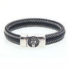 Braided Leather Bracelet With Skull Design