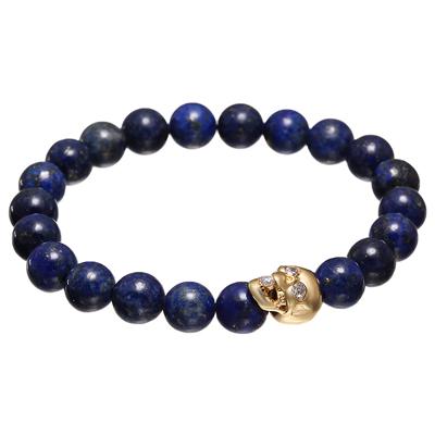 Skull Bracelet With Blue lapiz lazuli stones