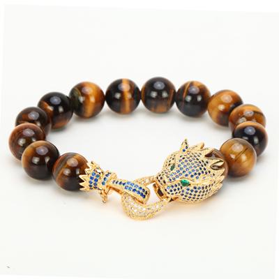 Dragon Bracelet With Tigers Eye Stone Beads