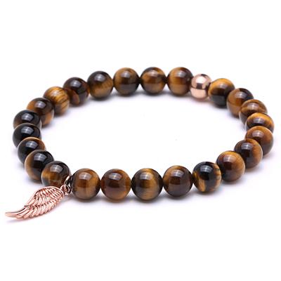 Mens Wing Bracelet With Tiger Eye stone Beads