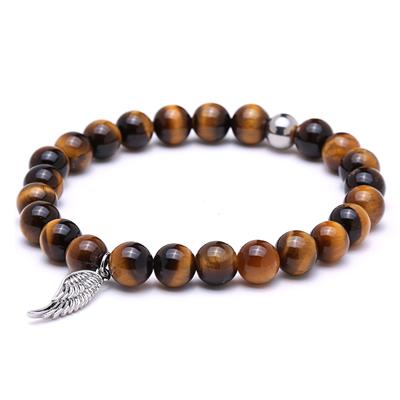 Mens Wing Bracelet With Tiger Eye stone Beads