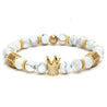 White Stone King Crown Beaded Bracelet