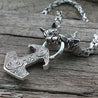 Raven Mjolnir Viking Wolf Head and Anchor Necklace Norse jewelry